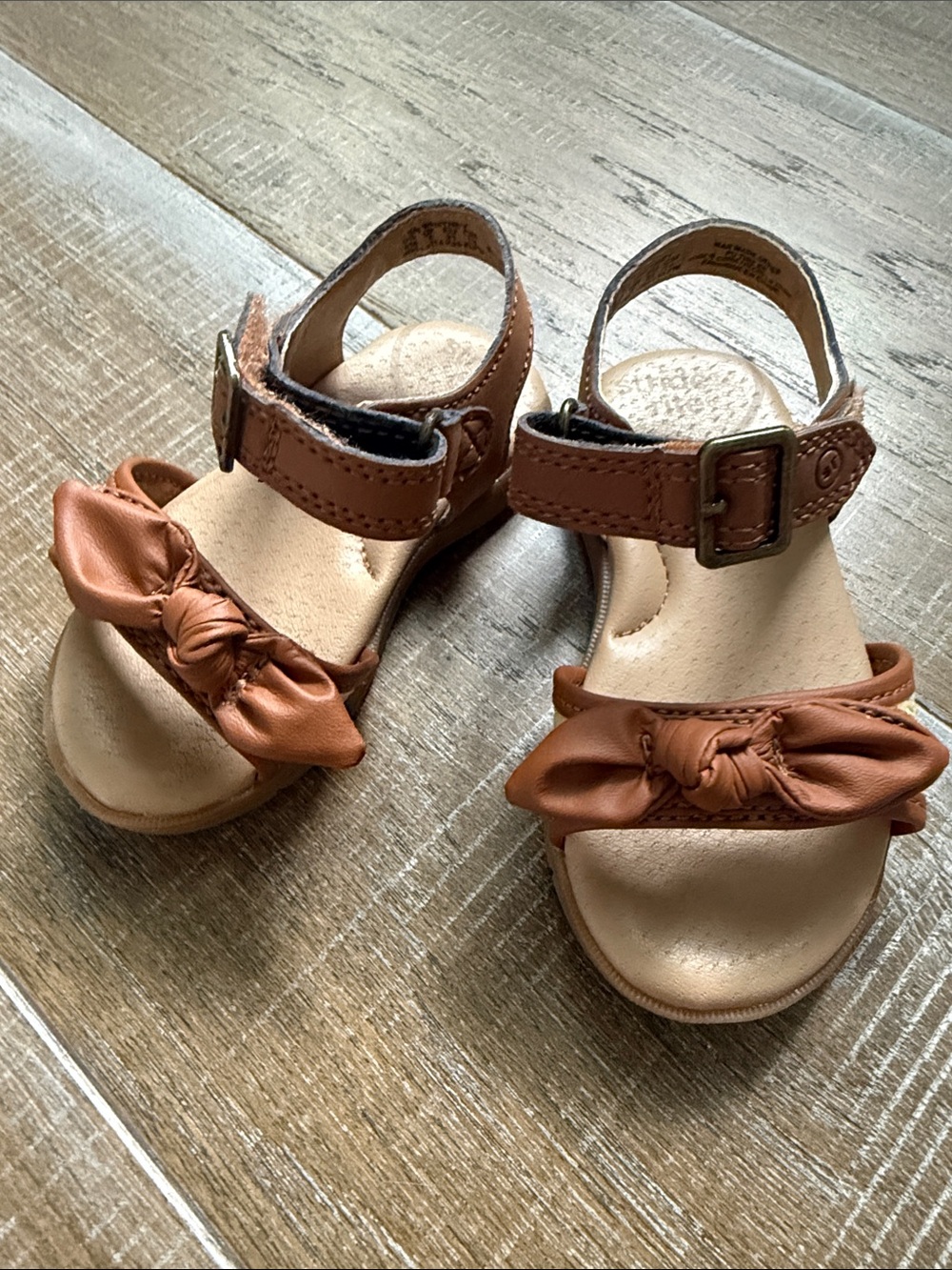 Stride Rite Toddler Tan Bow Strap Sandals